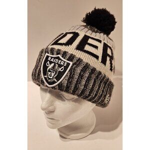 Las vegas raiders New Era Knit Cap NFL OSFA Black/white/Gray With Pom